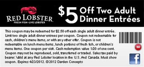 Red Lobster Printable Coupons and Deals